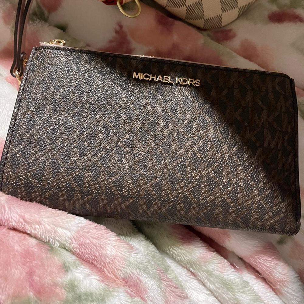 Michael Kors Brown Double Zip Wallet